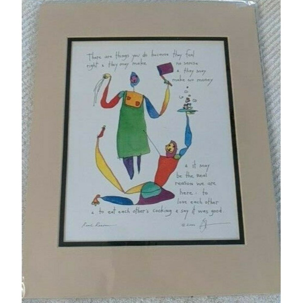 Vintage Story People “Real Reason”By Artist Brian Andreas Signed 2000 "Cooking"
